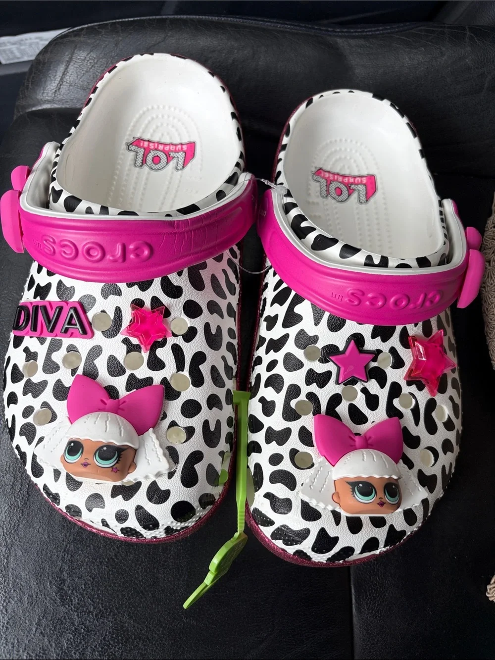 LOL surprise Pink & White Leopard Clog Shoes with Doll Charms
